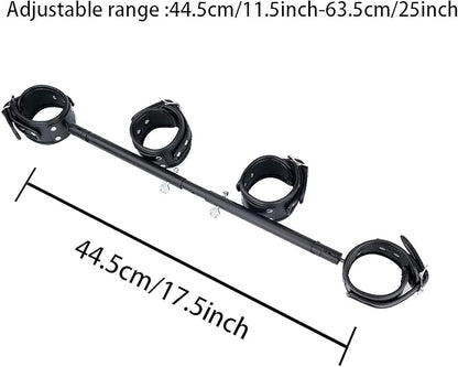 Heavy Duty Stainless Steel Expandable Spreader Bar with 4pcs PU Black--Pink Skull Pattern Detachable Adjustable Straps,Workout Bar for Home Indoor Gym Training Kit