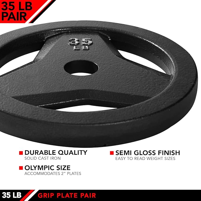 JFIT Olympic 2 Inch Grip Plates and Bumper Plates for Barbell - Single Weights or Sets of 2 (Muliple Weights)