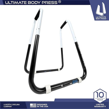 Ultimate Body Press Dip Bar Fitness Station - Adjustable Width Folding Dip Stand with Angled Grips, Stable Leveling and Easy Storage