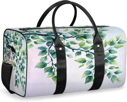 Travel Duffel Bag Flowers Leaves Butterfly Sport Tote Gym Bag Waterproof Foldable Carryon Weekend Overnight Training Handbag Sports Duffle Bags for Women Men Boys Girls