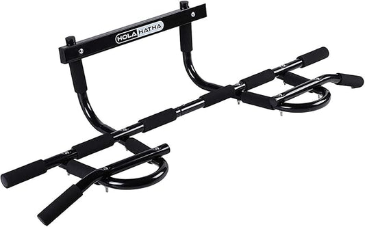 HolaHatha Heavy Duty Door Way Pull Up Bar Chin Up Dip Station for Multiuse Doorway Portable Home Fitness Gym Workout to Build Upper Body Strength