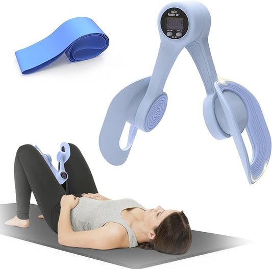 Thigh Trainer, 360°Adjustable Pelvic Floor Muscle Trainer with LED Display, Inner Thigh Exerciser with 20LB Resistance Band for Women, Home Fitness Equipment for Hip, Leg, Arm