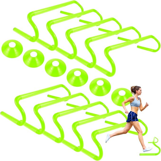 10 Pcs 6" Speed Agility Training Hurdles with 6 Marker Cone Durable Training Hurdle Agility Plyometric All Purpose Speed Hurdle Equipment for Athletes Soccer Basketball Football Practice
