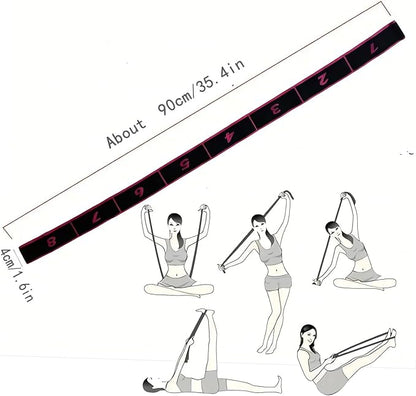 Stretching Resistance Band with Marked Sections, 8 Section Elastic Stretch Strap for Yoga, Pilates, Physical Therapy, Home & Gym Training