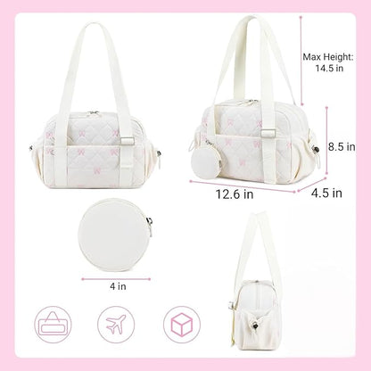 CAMTOP Mini Gym Bag for Women, Small Gym Tote Bag Puffy Quilted Sports Duffel Bag with Wet Compartment and Coin Purse Duffel Bags Dance Yoga Workout Bag for Gifts
