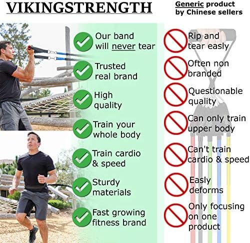 Vikingstrength Total Body System, Exercise Fitness Band for Home, Door Gym with Handles and Running Bungee, Workout for Men/Woman, Garage/Home/Outdoor Gym Equipment + V-Strength Workout App