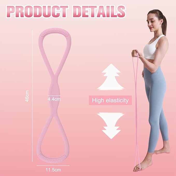 2Pack Figure 8 Resistance Band for Women, Resistance Bands with Handles, Portable 8 Shaped Exercise Band, for Strength Training Yoga Pilates