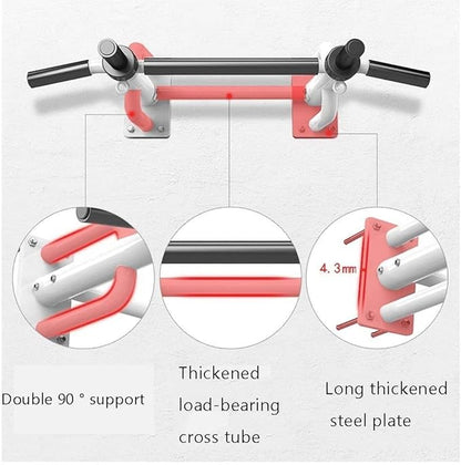 Strength Training Pull Up Bar Horizontal Bar, Wall-Mounted Pull-Up Horizontal Bar, Home Fitness Exercise Equipment, Adult Home Indoor Fitness,White
