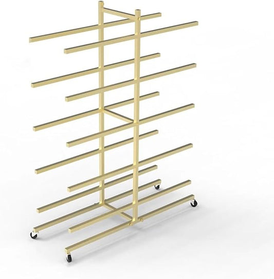 Organizer Holder Exercise Equipment Commercial Half Exercise Ball Holder Carts, Black Gold White 7-Tiers Balance Ball Trainer Storage Rack, Heavy Duty Fitness Gym Yoga Mat Container with Wheels