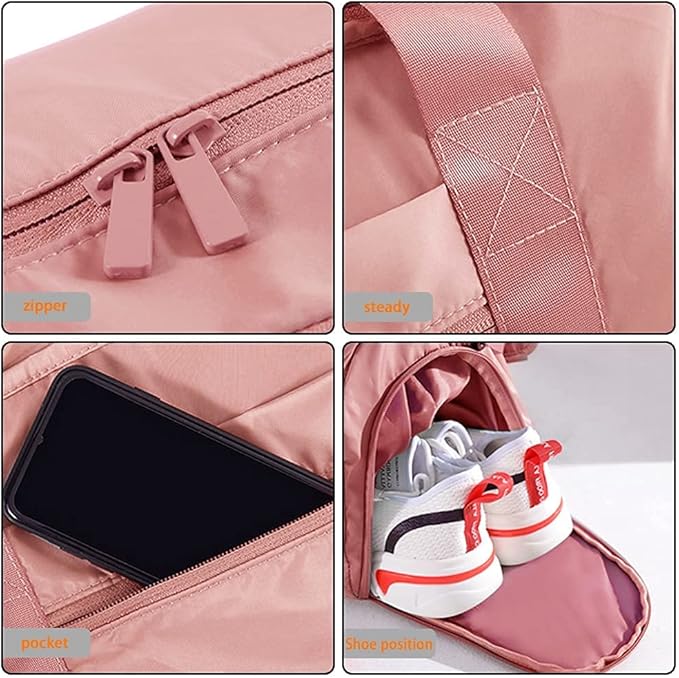 Sports Gym Luggage Travel Bag for Men and Women, Sports Gym Bag, Exercise Duffel Bag, Large Capacity and Light to Carry, Waterproof and Dirt-resistant Foldable Travel Bag ,Gear Pink