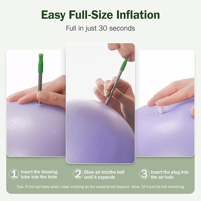 Slim Panda Pilates Ball, 9 Inch Small Exercise Ball, Anti Burst Mini Yoga Ball for Stability, Workout, Barre, Core Strength, Physical Therapy, Balance, Stretching