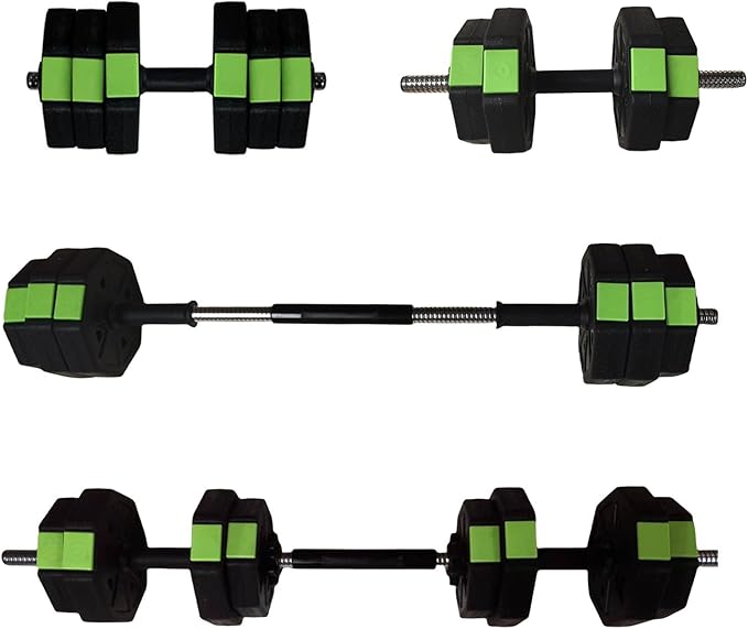 Adjustable Dumbbell Set, 30/44/66/88Lbs Free Weight Set with Connector, 4 In1 Dumbbells Set Used As Barbell, Kettlebells, Push Up Stand,Green and Black