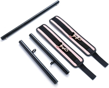 Heavy Duty Stainless Steel Expandable Spreader Bar with 2pcs PU Adjustable Straps, Sports Aid Training Fitness Gear Pilates Aid Kit,Home Indoor Sports Yoga Set