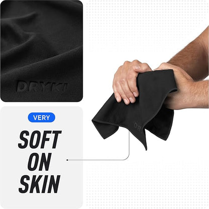 Sweat Absorbing Handkerchiefs - The Original Pocket-Sized Sweat Towels - Quick-Dry Microfiber Sweat Rags for Face, Hands, & Body - Men & Women - Gym, Sports, and Work (Black: 5 Pack)