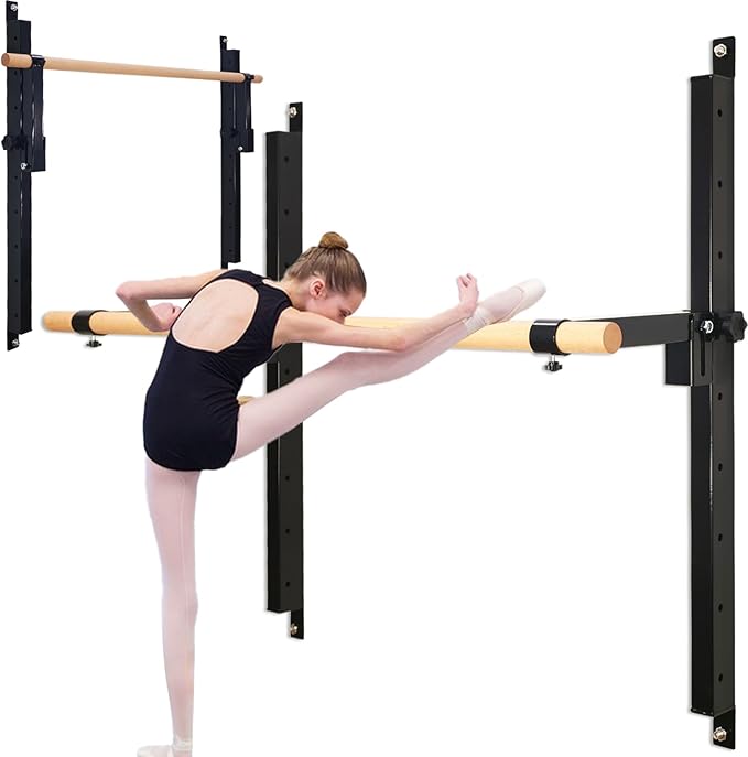 Height Adjustable Ballet Barre Foldable Ballet Bar Dance Training Barre,Wall Mount With Solid Beech Wood Bar,Home Fitness Equipment for Pull Up Stretching Never move or Shake