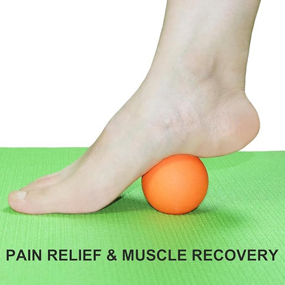 Small Hard Massage Ball 2 Pack. Lacrosse Ball Size Fascia Balls for Trigger Point Deep Tissue Myofascial Release Muscle Relax Plantar Fasciitis Relief Physiotherapy Yoga Pilates (Orange)