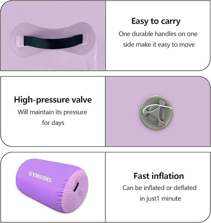 Air Roller Gymnastics Barrel Inflatable Tumbling Roller Air Mat, Air Barrel Gymnastics Tumble Track Mat with Pump for Backhandspring/Training Cheerleading/Yoga/Home and Outdoor Use