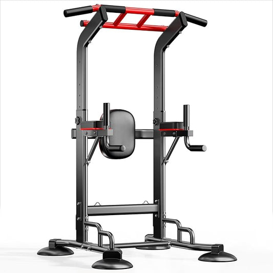 soges Power Tower Pull Up Bar Station, Dip Station for Home Gym, Height Adjustable Heavy Duty Strength Home Training Fitness Workout Equipment