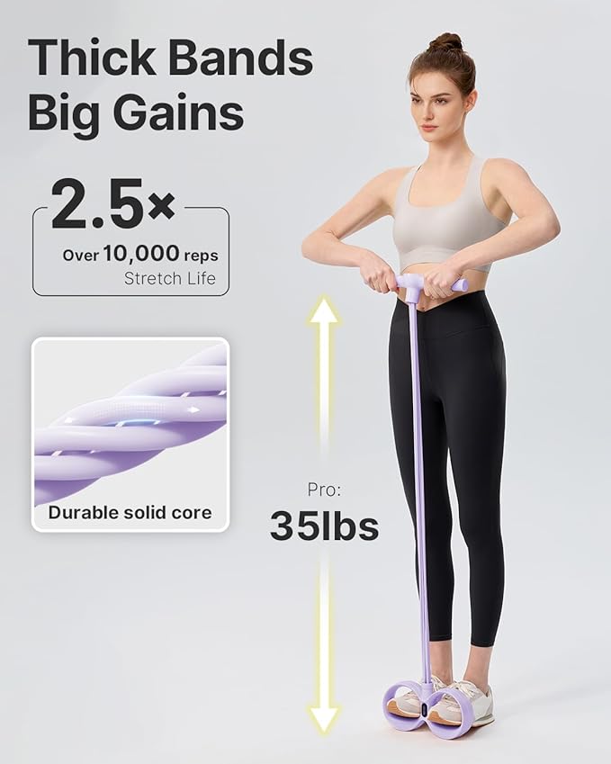 YOTTOY Smart Foot Pedal Puller with Digital Counter, Pedal Puller Resistance Band System with Handles for Full Body Stretching Yoga Home Workout