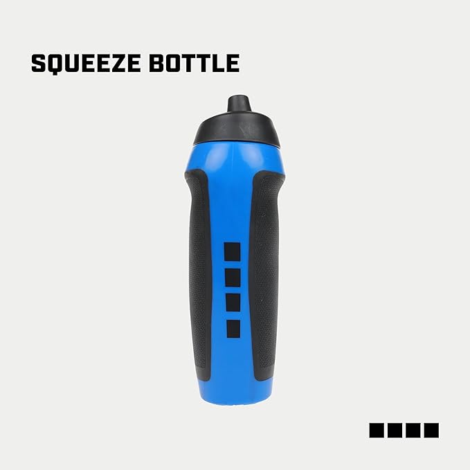 Capelli Sport Sports Water Bottle, Plastic Squeeze Water Bottle with Easy Open Nozzle and Grip Panels, Blue, 18.5oz