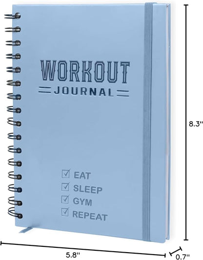 Nextnoid Hardcover Fitness Journal Workout Planner for Men & Women - A5 Sturdy Workout Log Book to Track Gym & Home Workouts - Blue