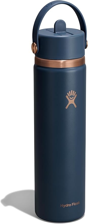 Hydro Flask Water Bottle - Insulated Stainless Steel - Wide Straw Lid, Non Spill, Leakproof in 24 Oz Harbor Blue Arc