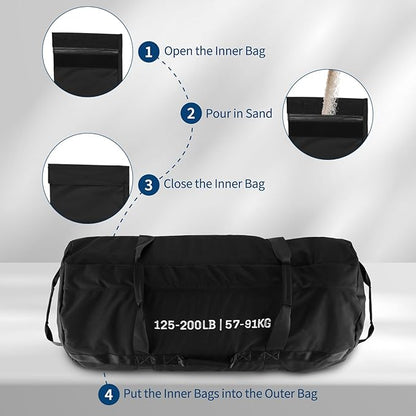 GarveeLife Workout Sandbag Unfilled - 5-200 LBS Heavy Duty Fitness Sandbag for Strength Training, Core & Full-Body Exercises | Adjustable Weight Home Gym
