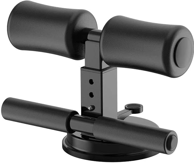 Uxsiya Adjustable Sit Up Assistant Device for Home Fitness, Abdominal Muscle Training with Suction Cup Parallel Bars (Black)