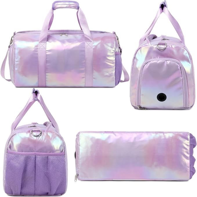 Dance Bag for Girls Sports Gym Duffle Bag with Shoes Compartment Wet Pocket Weekender Carry On Travel Duffel Bag for Teens Girls