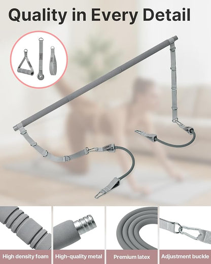 YOTTOY Pilates Bar Kit with Resistance Bands - 3-Bar Pilates Workout Equipment for Legs, Hips, Waist & Arms Workout, Portable Home Gym Exercise Equipment for Women & Men
