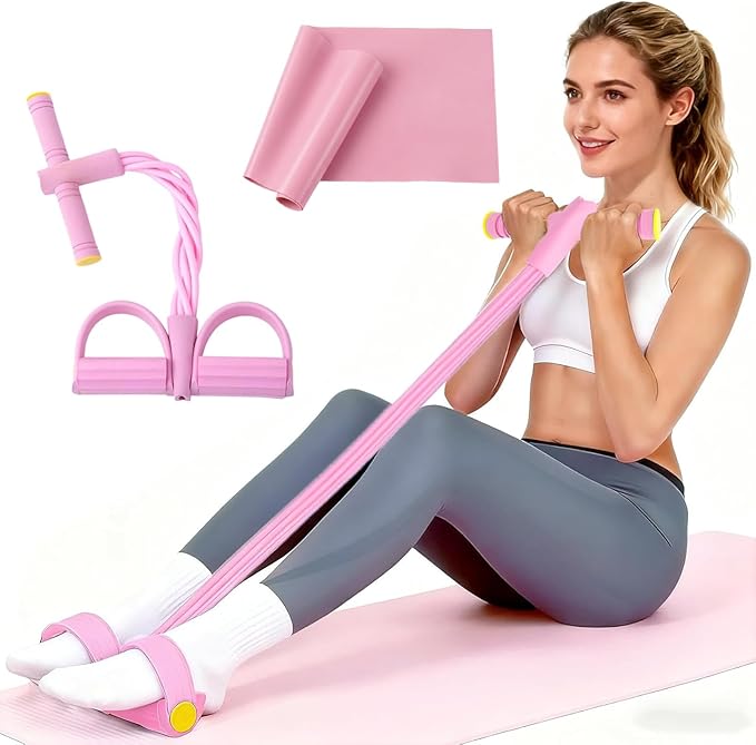 Pedal Resistance Band, 6 Tube Foot Pedal Handles Resistance Bands, Multifunction Pull Up Assistance Bands for Full-Body Strength Training and Muscle Toning, Women Home Gym and Travel Workout