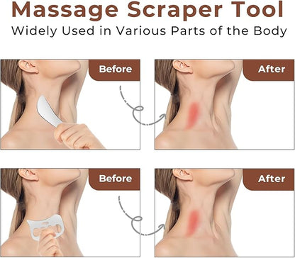Muscle Scraper Tool Stainless Steel Body Gua Sha Set Scraping Tool Physical Therapy Suitable for Face,Back, Abdome,Legs, Arms,Neck,Shoulder