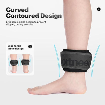 Sportneer Ankle Weights 0.5/1/2/3/5 LBS 1 Pair Wrist Leg Arm Weights for Women Men Kids Child with Adjustable Straps, Strength Weighted for Jogging Running Walking Fitness Gym Workout