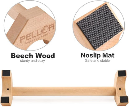 Pushup Stands - Wooden Push Up Bars Gym Gear Equipment with Anti-Slid Mat Workout Solid Exercise Women Men Portable Fitness