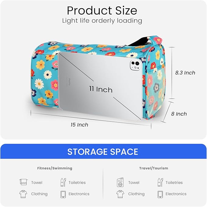 C&F BOGMOST Small Gym Bag for Women & Men,Small Lightweight Duffel Bag Carry On Bags Mini Duffel Travel Bag Waterproof Sports Bags for Workout/Sport/Trave,Colorful Flowers