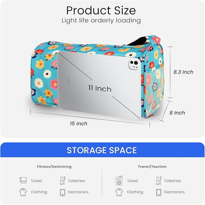 C&F BOGMOST Small Gym Bag for Women & Men,Small Lightweight Duffel Bag Carry On Bags Mini Duffel Travel Bag Waterproof Sports Bags for Workout/Sport/Trave,Colorful Flowers