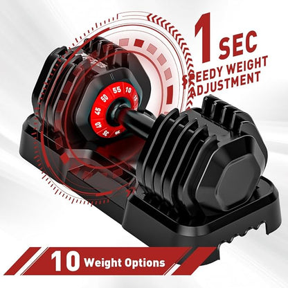 25/55lb Pair Adjustable Dumbbell Set, Adjustable Dumbbells Set of 2, 5 in 1/10 in 1 Free Weights Dumbbells Set with Anti-Slip Texture Handle, Weight Set For Home Gym Suit both Men and Women