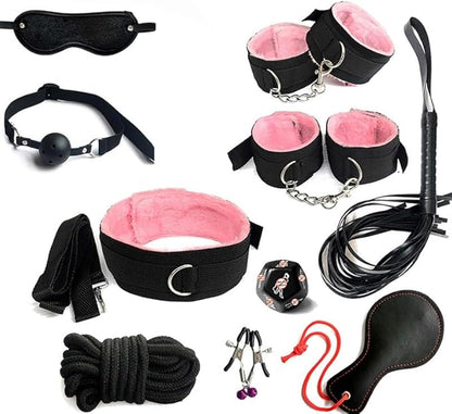 10-Piece Nylon Yoga Endurance Kit, Stylish Stretch Band, Complete Small Tools, Stamina Building, Mutual Training Home Fitness Combo (Pink)+Y15