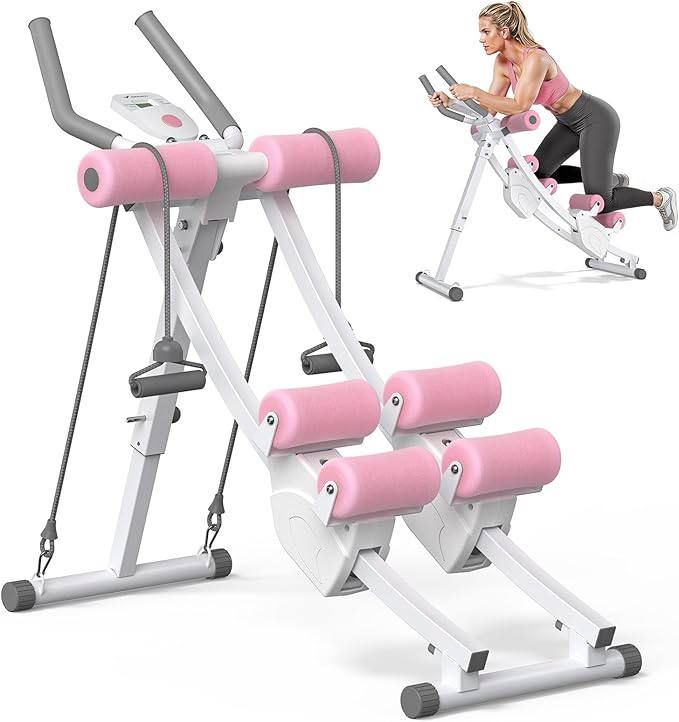MERACH Ab Machine, Adjustable Ab Trainer Machine, AB Workout Equipment for Home Gym, Independent Dual Tracks for Mountain Climber, Foldable for Home Exercise, Load Capacity 440 LBS
