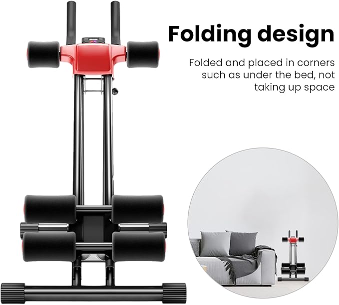 Adjustable Ab Machine (5 Heights), Ab Workout Equipment Ab Trainer Machine Foldable Waist Trainer - with LCD Monitor 90% Pre-Assembled 330Lbs Capacity Suit for Body Shaping Beginner