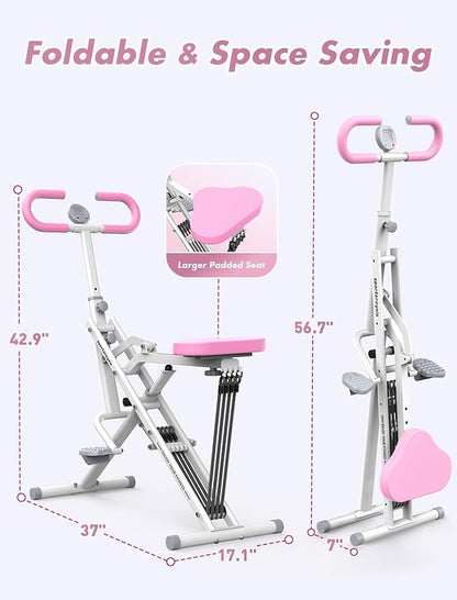 Sportsroyals Squat Machine, Squat Assist Rower for Glutes and Thighs, Foldable Exercise Equipment w/ Four Adjustable Resistance for Home, Full Body Workout Machine