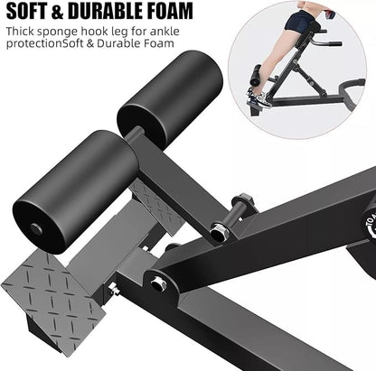 Roman Chair Back Extension Machine with5-Stage Adjustable Multi-Functional Roman Chair 330 lbs Hyperextension Foldable Sit Up Gym Bench for Home, Black