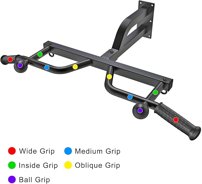 Kipika 48" Ceiling Mounted Pull Up Bar, Heavy Duty Multi-Grip Chin Up Bar,Mounted Pullup Bar, Adjustable Height, Pull Up Bands for Chin Ups & Body Stretching, Ideal for Home Gym and Strength Training