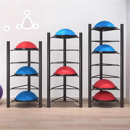 Commercial Gym Exercise Ball Holder Half Ball Balance Trainer Holder 5/6 Layer Stability Balls Organizer, Workout Equipment Shelf