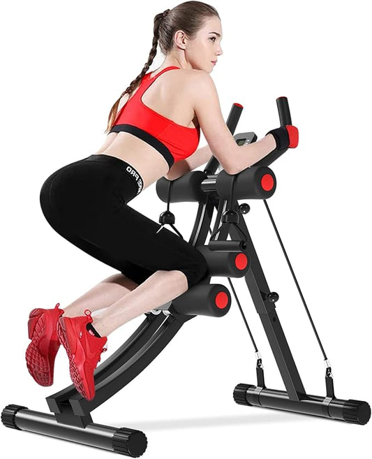 KESHWELL Ab Machine,Ab Workout Equipment For Home,Whole Body Exercise Waist Trainer For Women,Ab Machine For Stomach Workout,Foldable Fitness Exercise Equipment With Resistance Bands&LCD Display