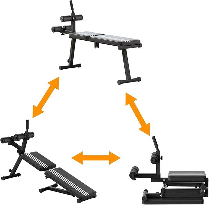 Sit Up Benches, Abs Workout Equipment, Foldable Hyperextension Roman Chair, Abdominal Gym Equipment,Utility Slant Board Exercise Benches for Strength Training and Home Gym Workouts Black