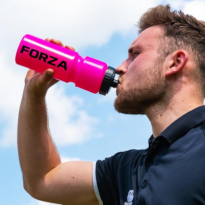 FORZA Team Sports Water Bottles | 25oz Capacity with Portable Carry Bag or Foldable Carrier - BPA-Free Plastic for Hydration on the Go (Carry Bag, Pink)
