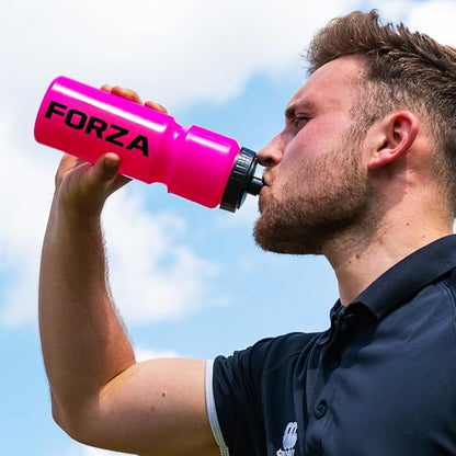 FORZA Team Sports Water Bottles | 25oz Capacity with Portable Carry Bag or Foldable Carrier - BPA-Free Plastic for Hydration on the Go (Carry Bag, Pink)