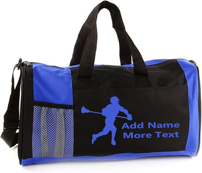 KishKesh Personalized Sport Duffel Bag – Ideal for Lacrosse Players, Gym, Travel, Training & Workout Essential for Male – Durable, Customizable Name & Text for Kids and Adults – Blue, 18" X 10" X 8"
