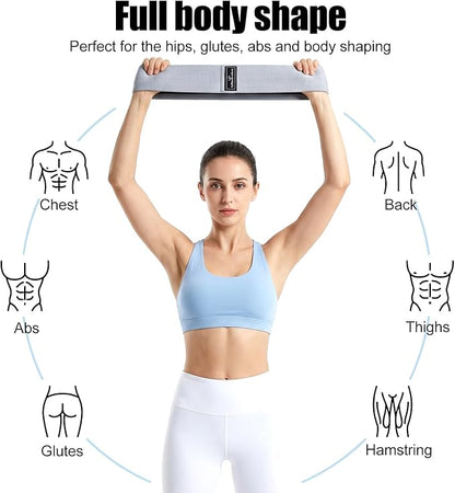 12 Pcs Fabric Resistance Bands for Working Out, for Working Out Booty Workout Stretch Exercise Bands Non Slip for Legs Squat Resistance Loop for Home Gym Workout, Yoga, Pilates